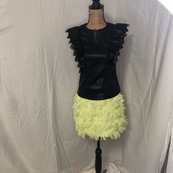 Asos Edition Women's Yellow Textured Mesh Mini Skirt Size 2 NWT - Picture 1 of 14